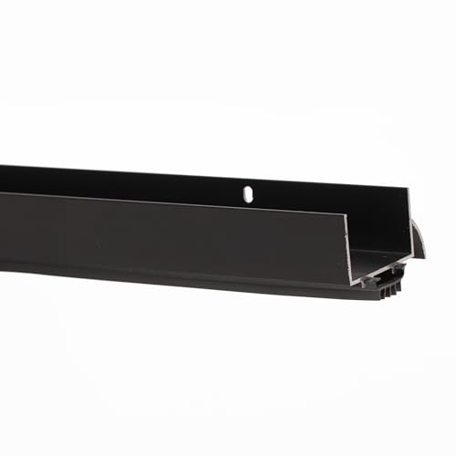 Heavy-Duty U-Shaped Door Bottom Seal Closer Fire Rated, Black Anodized, Clear Anodized, Weatherproof U-Shaped Door Bottom Seal (Black Anodized, 36) - size: 36 Inch