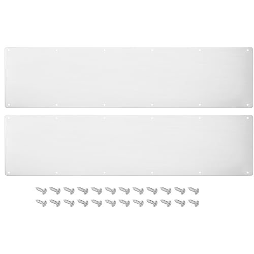 uxcell 2pcs Door Kick Plate, 8 x 34 Inches Aluminum Kick Plate Door Plate, 2 mm Thickness, for Exterior Front Door or Back Door, Silver - color: Silver, size: 8 x 34 Inch