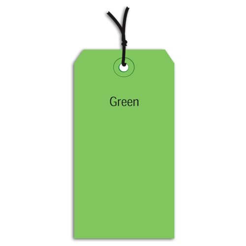 Aviditi Strung Shipping Tags, 2 3/4" x 1 3/8", 13 Pt, Green, with Reinforced Eyelet, to Identify Or Address Items That Cannot be Labeled and to Color Code Shipments, Case of 1000 - color: Green