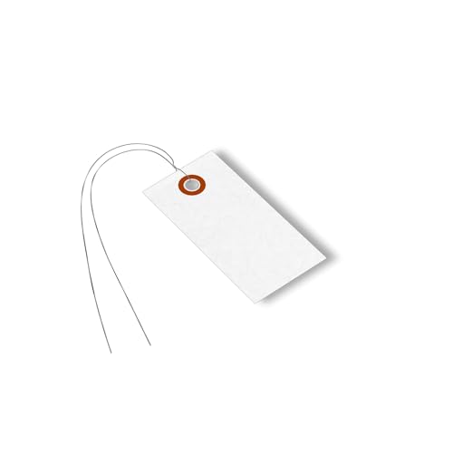 SmartSign (Pack of 1000) 3.25 x 1.625 inch “White” Blank Tyvek Shipping Tags with Wire, Size #2, 8 mil Thick Tyvek - color: White - Metal Wires, size: 3 1/4" x 1 5/8" - 1000 Tags