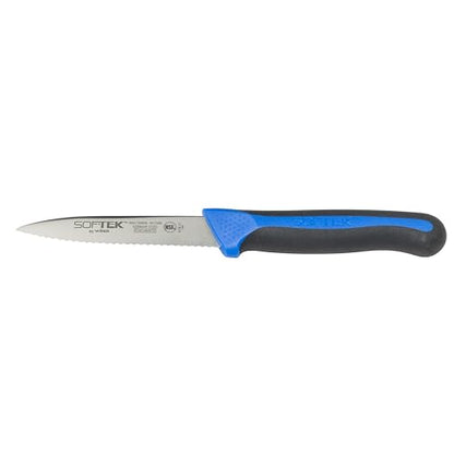 Winco 3 1/2" SofTek Serrated German steel Paring Knife (Set of 2) - color: Blue, size: 3.5", style: Serrated