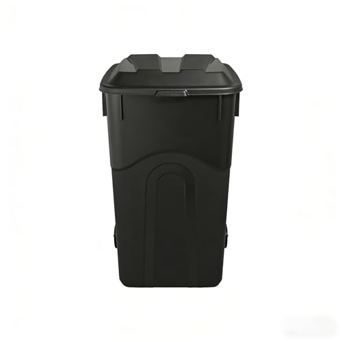 45 Gallon Wheeled Trash Can with Attached Lid, Heavy Duty Garbage Can