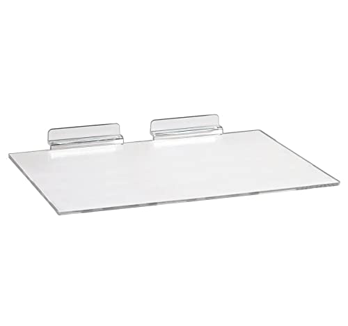 Large Clear Acrylic Slatwall Shoe Shelf, 6" D x 12" L Flat Plastic Display Shelf Made with .16" Thick Styrene, 10 Pack - size: 10 Pack