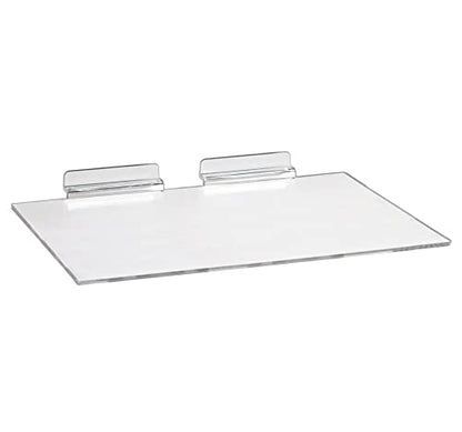 Large Clear Acrylic Slatwall Shoe Shelf, 6" D x 12" L Flat Plastic Display Shelf Made with .16" Thick Styrene, 50 Pack - size: 50 Pack