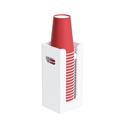Disposable Coffee Cup Dispenser with Handles, Countertop or Wall Mount Hot/Cold Drink Cup and Lid Holder - Bathroom/Kitchen/Office Acrylic Cup Lid Storage Organizer (1 Compartment, White) - color: White, size: 1 Compartment