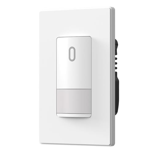 ELEGRP Matte White Single Pole Occupancy Motion Sensor Light Switch, Need Neutral Wire, 120° Sensor Coverage PIR Infrared Motion Activated, for CFL/LED/MLV/INC/HAL/Fan, UL,1 Pack - color: White, size: 1 Pack