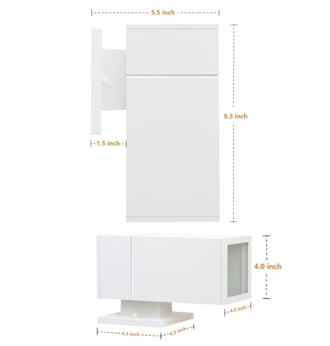 Exterior Wall Sconce, Waterproof Outdoor Wall Light Fixture - color: Rectangle (White A)