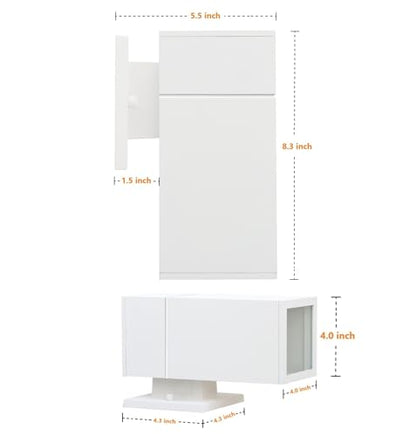 Exterior Wall Sconce, Waterproof Outdoor Wall Light Fixture - color: Rectangle (White A)