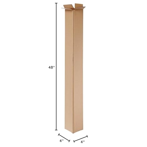 Shipping Boxes 4x4x48 Inches, Pack of 25 - Single Wall Corrugated | Shipping, Packaging, Moving, Storage Box for Business - size: 4x4x48