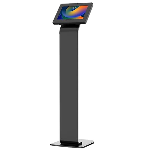 CTA Digital Premium Kiosk Floor Stand - Locking Floor Stand Kiosk - iPad 7th/8th/9th Gen 10.2" - Pro 11", 5th & 6th Gen, Surface Go, Galaxy Tab S5E & More (PAD-PARAF) - color: Black, size: Medium Size Tablets, style: Key Lock Enclosure