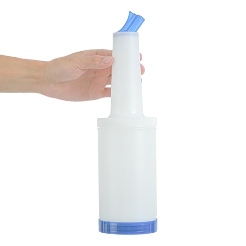 Restaurantware Plastic Storage Container Bottle, Quick Pour, 1 qt - color: Blue, size: 32 Ounces