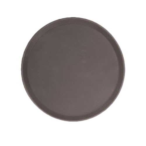 P44-TG-PLFT1100BR, Serving Tray, 11" Diameter Round Non-Skid Heavy-Duty Fiberglass Tray, Brown Durable Non Slip Tray for Restaurants, Bars, and Catering, 1 Each