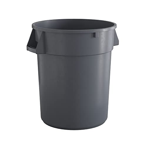 32 Gallon Gray Round Commercial Trash Can, Heavy-Duty Food Grade NSF Certified, Perfect for Restaurant, Office, School, Garage, Backyard, Workshop, Warehouse - color: Gray, size: 32 Gallon, style: Trash Can