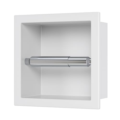 Neodrain White 304 Stainless Steel Recessed in Wall Toilet Paper Holder - color: White, size: 6X6In
