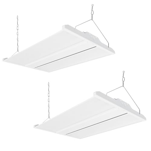 High Bay LED Shop Light, 28350LM 2FT LED Linear High Bay Fixture, 210W Commercial Bay Lighting, 120-277V, 5000K Daylight Linear Hanging Light for Warehouse, UL&DLC Listed, 2PK - color: 210W - no sensor - White, size: 2PK