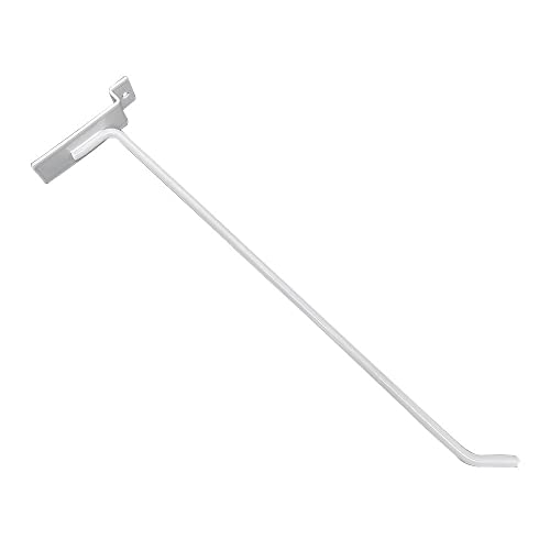 10" Slatwall Hook Panel Display Hooks, 1/4" Thickness Metal, White - Pack 2