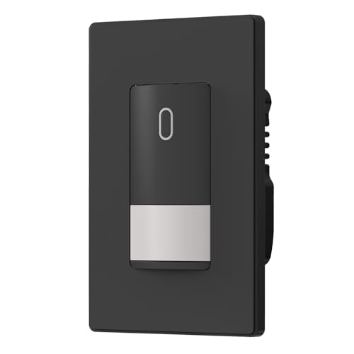 ELEGRP Matte Black Single Pole Occupancy Motion Sensor Light Switch, Need Neutral Wire, 120° Sensor Coverage PIR Infrared Motion Activated, for CFL/LED/MLV/INC/HAL/Fan, UL,1 Pack - color: Black, size: 1 Pack