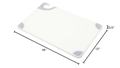 San Jamar Saf-T-Grip Plastic Cutting Board with Safety Hook, 12" x 18" x 0.5", White - color: White