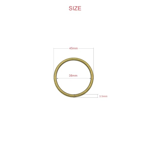 40pcs 4 Sizes O Rings Welded Strong Metal Heavy Duty Round Ring for Pet Collars Buckle Belts Strap Webbing Sewing - color: 3/2"(38mm) Bronze 10pcs