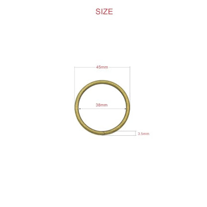 40pcs 4 Sizes O Rings Welded Strong Metal Heavy Duty Round Ring for Pet Collars Buckle Belts Strap Webbing Sewing - color: 3/2"(38mm) Bronze 10pcs