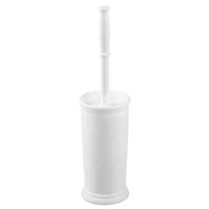 mDesign Toilet Bowl Brush and Holder - Covered Bathroom Brush - Standing Scrubber in Modern Holder - Compact, Space Saving, Deep Cleaning - White - color: White, size: Pack of 1