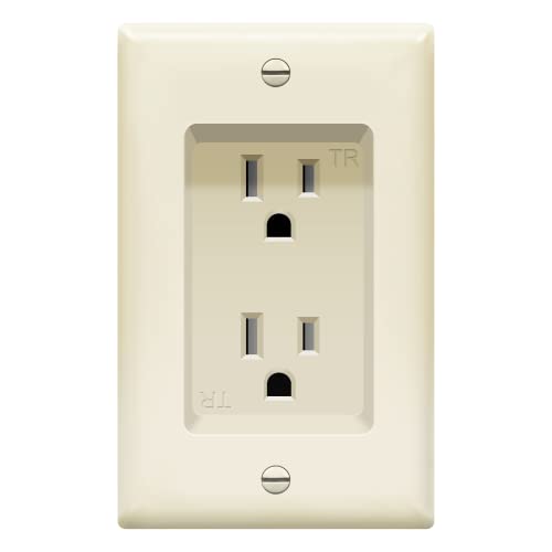 TOPGREENER Recessed Duplex Receptacle Outlet Tamper-Resistant, Light Almond - color: Light Almond, size: Recessed Outlet 1 Pack