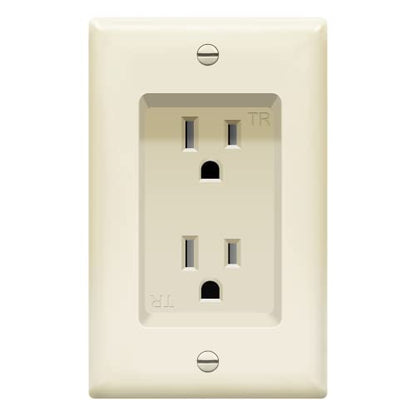 TOPGREENER Recessed Duplex Receptacle Outlet Tamper-Resistant, Light Almond - color: Light Almond, size: Recessed Outlet 1 Pack