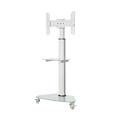 Tripp Lite Mobile Rolling TV Stand Cart with Mount for 37” – 70” Televisions, Elegant Frosted Glass Base and Shelf, Adjustable 65” – 84” Height, Durable White Steel, 5-Year Warranty (DMCS3770SG75W) - size: 37” –70”, style: White Glass Base