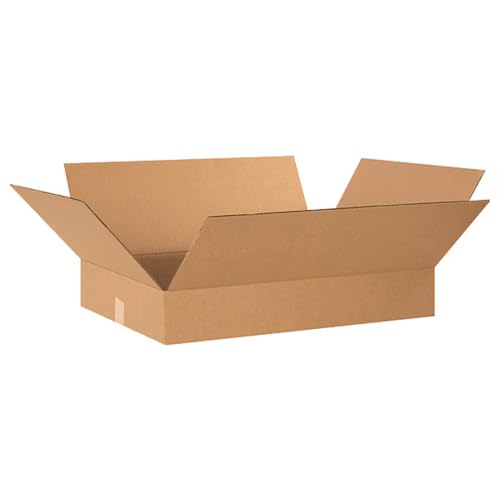 Flat Shipping Boxes 10"L x 10"W x 4"H (25 Pack) | Corrugated Cardboard Single-Wall Small Kraft Boxes for Moving, Packing and Storage - size: 10x10x4