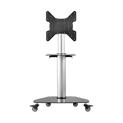 Tripp Lite Mobile Rolling TV Stand Cart with Mount for 32” – 55” Televisions, Elegant Glass Base and Shelf, Adjustable 50” – 62” Height, Durable Steel, 5-Year Warranty (DMCS3255SG62) - size: 32” – 55”, style: Black Glass Base