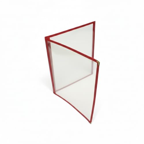 TrueCraftware- 8-1/2” x 11” Maroon Double Fold Restaurant Menu Covers 2 Page 4 View Set of 10- Crystal Clear Café Menu Holders Fits A4 Size Paper Menu Covers Clear Menu Sleeves - color: Maroon