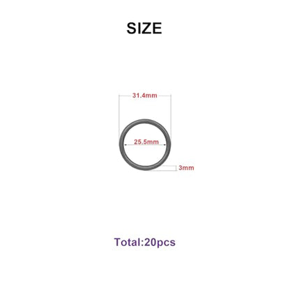 40pcs 4 Sizes O Rings Welded Strong Metal Heavy Duty Round Ring for Pet Collars Buckle Belts Strap Webbing Sewing - color: 1"(25mm) Gun Black 20pcs