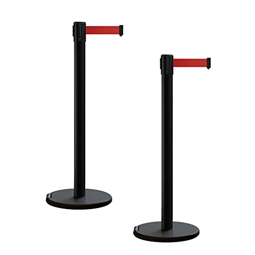 Trafford Industrial RBB-100 Retractable Belt Barrier Stanchions, 2 Pack - color: Red, size: 7.5 ft