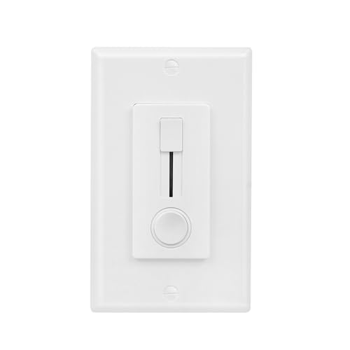 12-24V DC Dimmer Switch for LED Strip Lights - Vertical Slider Wall Mount Control, Single Color, Can NOT Be Used with 120V, Wall Plate Included (1 Pack, White)