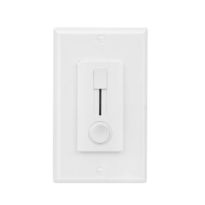 12-24V DC Dimmer Switch for LED Strip Lights - Vertical Slider Wall Mount Control, Single Color, Can NOT Be Used with 120V, Wall Plate Included (1 Pack, White)