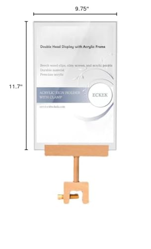 Acrylic Sign Holder with Clamp (Horizontal A4 297×210mm/11.69×8.27inches) - size: Horizontal A4 297×210mm/11.69×8.27inches