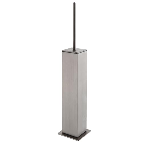 BGL Toilet Brush with Holder Set Brushed Nickel Aluminium Standing for Bathroom Toilet Bowl Cleaner Brush and Holder Set, Square Design - color: Brushed Nickel-standing