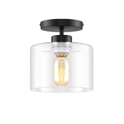 Semi Flush Mount Ceiling Light, Modern Kitchen Lighting Fixtures Ceiling, Rustic Ceiling Light Fixtures, Ceiling Lights with Glass Shade for Hallway Foyer Entryway Bedroom - color: 1 Pack Clear Glass, size: 1 Pack
