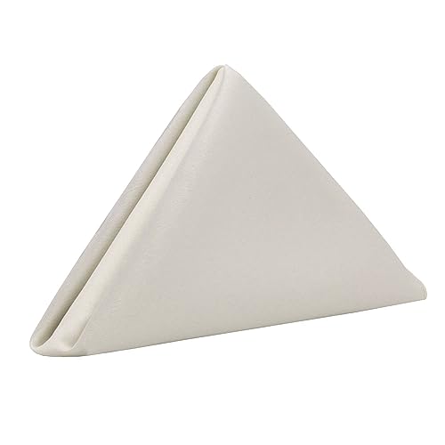 Your Chair Covers - 10 Pack 20 Inch L'Amour Satin Napkins Ivory, Oversized, Double Folded and Hemmed Table Napkins for Restaurant, Bistro, Wedding, Thanksgiving and Christmas - color: Ivory