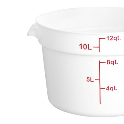 TrueCraftware- 12 Quart White Round Food Storage Container Polypropylene- Commercial Reusable Food Container Canister with Measurement Markings for Meal Prep Pantry Kitchen - size: 12 Quart