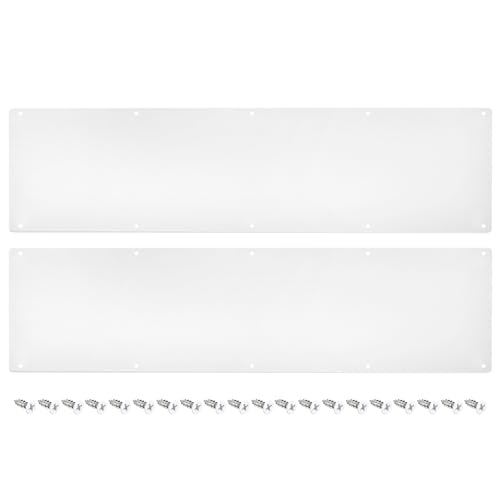 uxcell 2pcs Door Kick Plate, 8 x 30 Inches Aluminum Kick Plate Door Plate, 2 mm Thickness, for Exterior Front Door or Back Door, White - color: White, size: 8 x 30 Inch