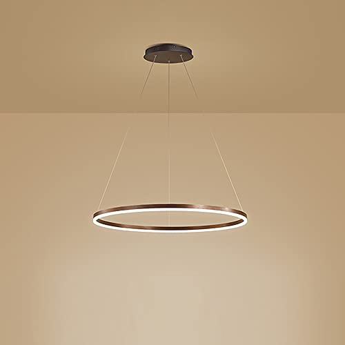LightInTheBox Modern LED Ring Chandelier, 23.6" Halo Pendant Light Fixture Circle Minimalist Dimmable Hanging Light Metal Acrylic for Living Room Dinning Room Bedroom (Coffee) - color: Coffee-Dimmable, size: 60cm