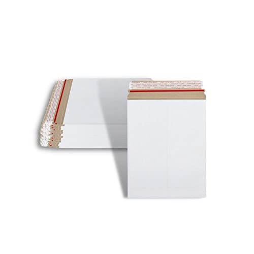 PSBM 100 PCS 7 x 9 Inch White Rigid Photo Mailers, Cardboard Shipping Envelopes, Mailers for Shipping Photos, CDs, Documents, Catalogue, Or Any Flat Object