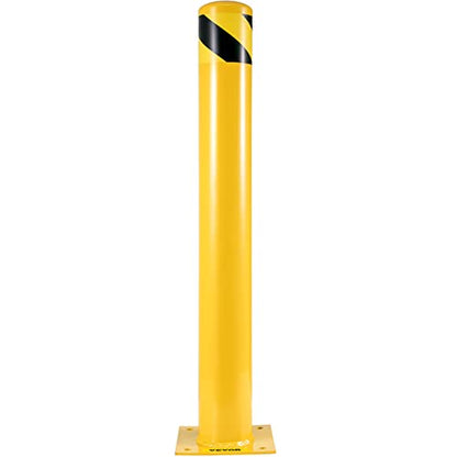 VEVOR Safety Bollard, 48 Inch Height Bollard Post, 5.5 Inch Diameter Steel Pipe Safety Bollard Post, Yellow Steel Bollard, Steel Safety Bollard with 8 Anchor Bolts, Perfect for Traffic-Sensitive Area - size: 48’’Hx5.5''D