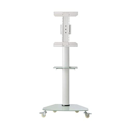 Tripp Lite Mobile Rolling TV Stand Cart with Mount for 37” – 70” Televisions, Elegant Frosted Glass Base and Shelf, Adjustable 65” – 84” Height, Durable White Steel, 5-Year Warranty (DMCS3770SG75W) - size: 37” –70”, style: White Glass Base