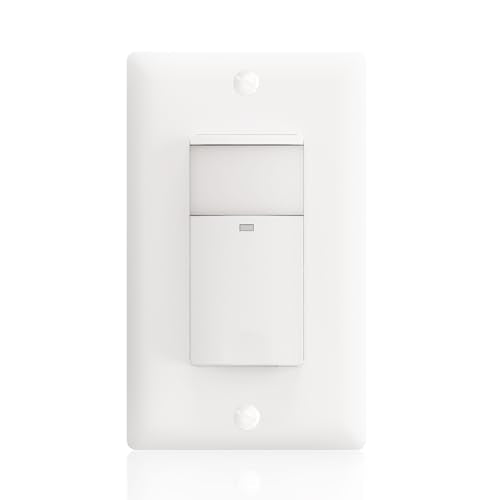 ECOELER Motion Sensor Light Switch, PIR Motion Detection Wall Switch with Adjustable Sensitivity, OCC/VAC Selectable, Neutral Wire Required, Single Pole Occupancy Sensor for Bathroon, Laundry - color: White, size: 1 - Pack
