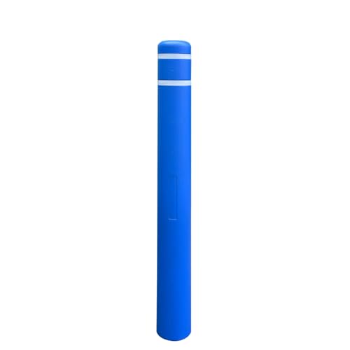 Durable Bollard Cover - Heavy Duty Waterproof Weather Resistant,High Visibility Bollard Post Sleeve with Reflective Tape for Indoor/Outdoor Parking Lot, Warehouse,Walkways(4" Dia X 52" H, Blue) - color: Blue, size: 4" X 52"