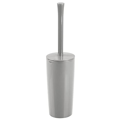 mDesign Slim Plastic Toilet Bowl Brush and Holder Set, Modern Compact Storage Organizer Cleaner Scrubber for Toilet - Heavy Duty Cleaning Plunger for Bathroom, Aura Collection - Gray