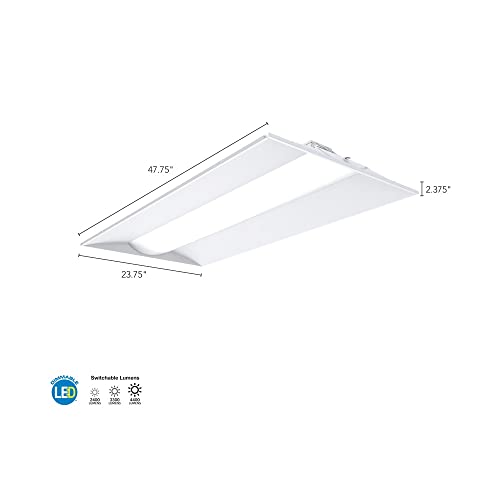 Lithonia Lighting 2x4 LED Troffer Light, Adjustable Lumens, 3-in-1 CCT - color: 4000-6000 Lumens, White, size: 2 Feet by 4 Feet