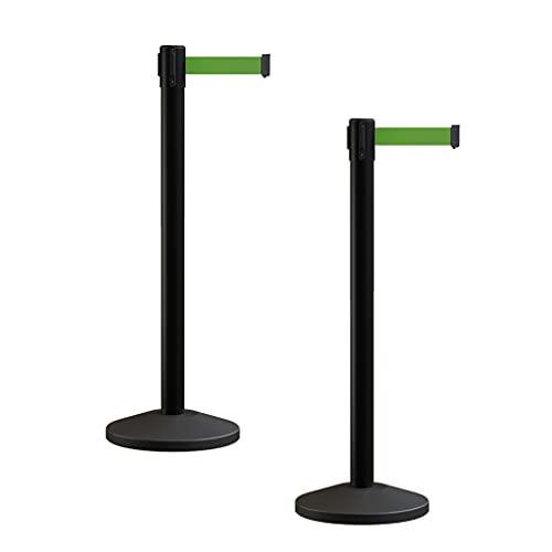 Crowd Control Warehouse RBB-100 Retractable Belt Stanchion Barriers, 2 Pack - color: Green, size: 7.5 Foot